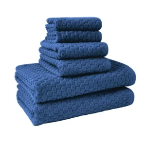 Beautiful Dot 6 Pack Towel Set, Contains 2 Bath, 2 Hand, 2 Wash - Nightshadow Blue by Drew Barrymore