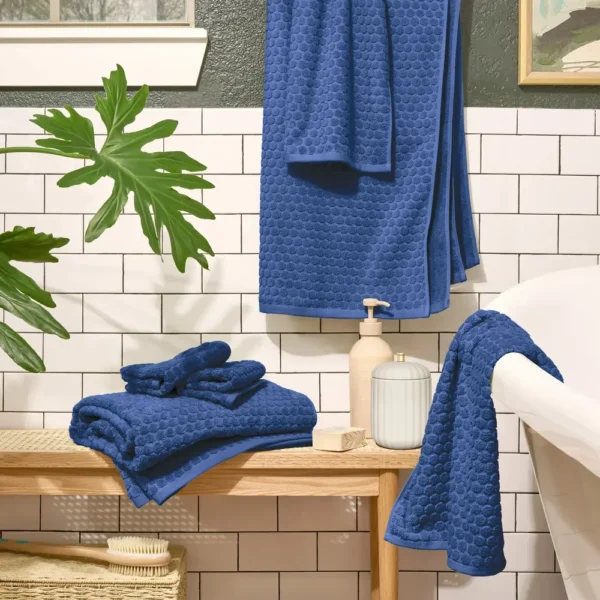 Beautiful Dot 6 Pack Towel Set, Contains 2 Bath, 2 Hand, 2 Wash - Nightshadow Blue by Drew Barrymore - Image 2