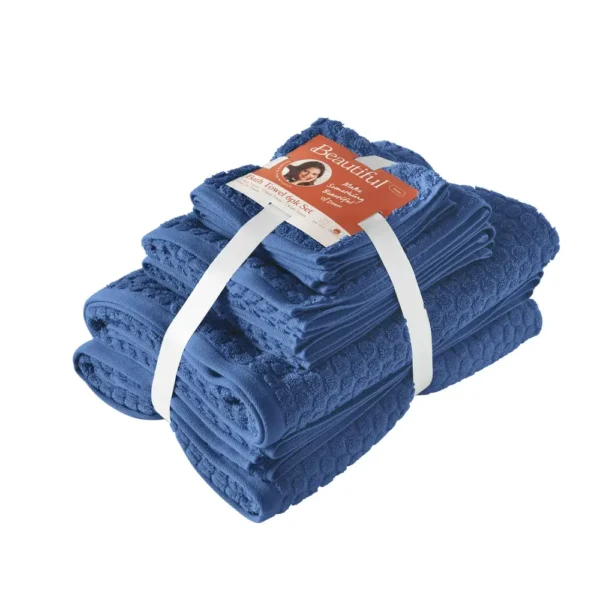 Beautiful Dot 6 Pack Towel Set, Contains 2 Bath, 2 Hand, 2 Wash - Nightshadow Blue by Drew Barrymore - Image 3