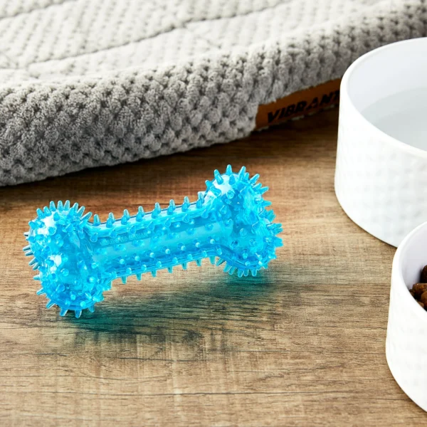 (3 pack) Vibrant Life Fetch Buddy Spiky Blue Bone Dog Toy, Chew Level 3 - Image 3