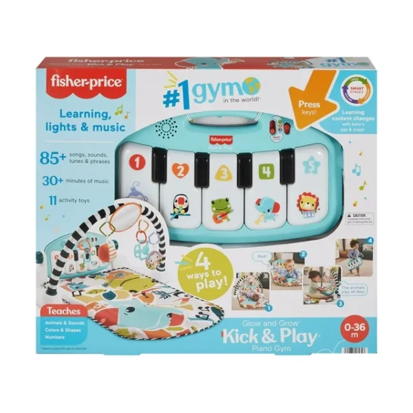 Fisher-Price Glow and Grow Kick & Play Piano Gym Baby Playmat with Musical Learning Toy - Image 4