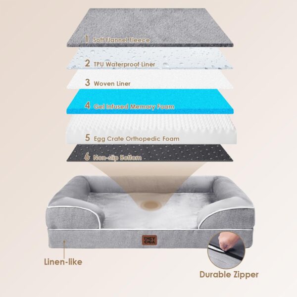 EHEYCIGA Orthopedic Dog Beds for Extra Large Dogs 44x32Inch, Waterproof Memory Foam XL Pet Bed with Sides - Image 5