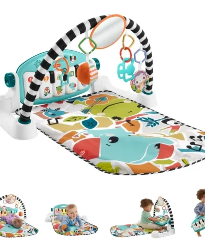 Fisher-Price Glow and Grow Kick & Play Piano Gym Baby Playmat with Musical Learning Toy