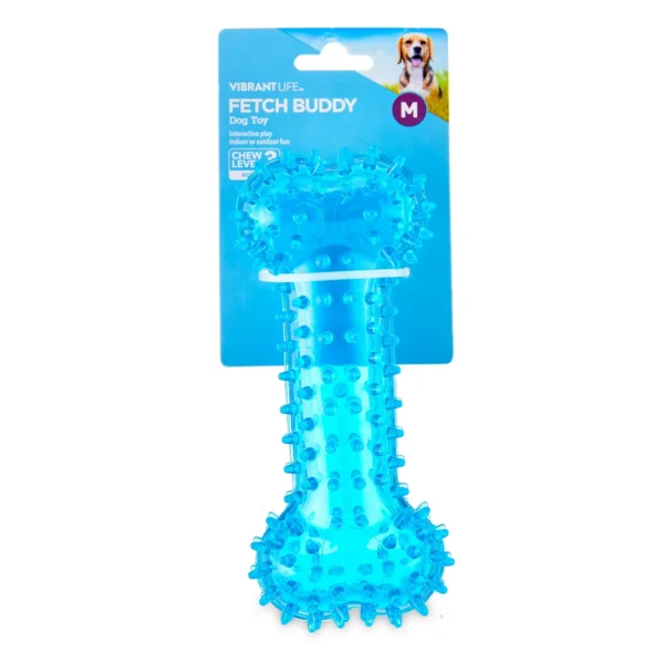 (3 pack) Vibrant Life Fetch Buddy Spiky Blue Bone Dog Toy, Chew Level 3 - Image 6