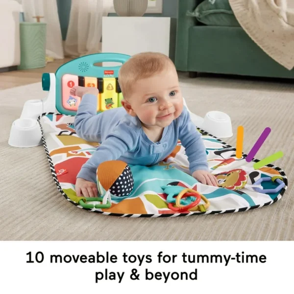 Fisher-Price Glow and Grow Kick & Play Piano Gym Baby Playmat with Musical Learning Toy - Image 2