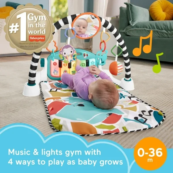 Fisher-Price Glow and Grow Kick & Play Piano Gym Baby Playmat with Musical Learning Toy - Image 5