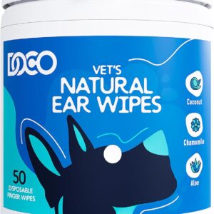 DOCO Dog Ear Cleaner Wipes Finger Cleaning Kit for Dogs & Cats Eucalyptus, Chamomile & Aloe Cat Ear Cleaner Soothes