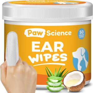 Dog Ear Cleaner Wipes – Finger Wipes for Dogs – Cleaning, Soothing, and Deodorizing Itchy Ears – Pet Ear Relief Solution - Coconut Scent