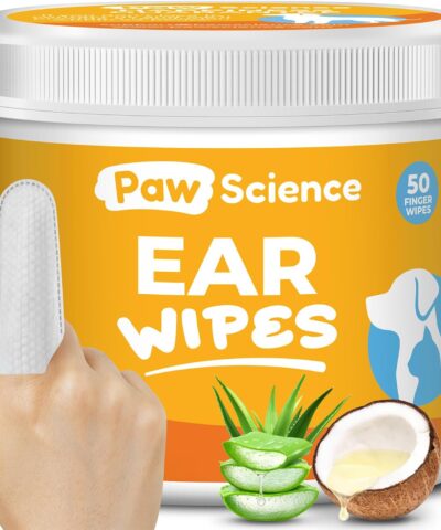 Dog Ear Cleaner Wipes – Finger Wipes for Dogs – Cleaning, Soothing, and Deodorizing Itchy Ears – Pet Ear Relief Solution – Coconut Scent