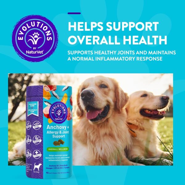 NaturVet Evolutions Anchovy + Allergy & Joint Support 90ct Soft Chews for Dogs - Anchovy Oil, Bone Broth - Helps Maintain Normal Histamine Levels - Image 2