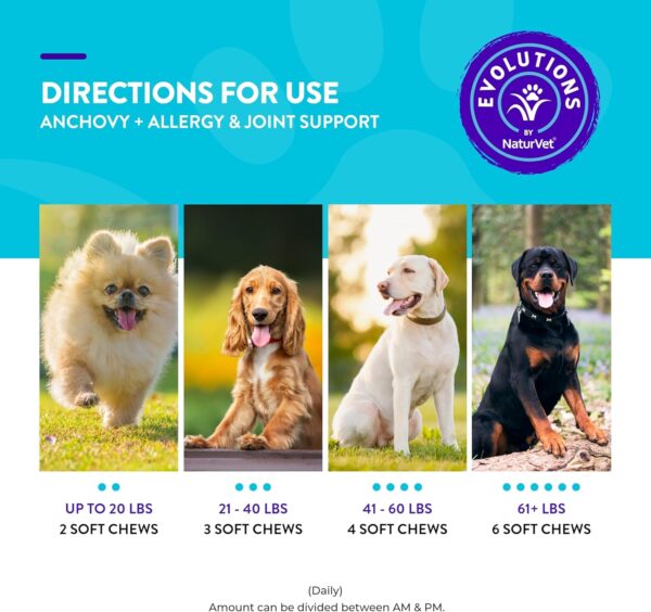 NaturVet Evolutions Anchovy + Allergy & Joint Support 90ct Soft Chews for Dogs - Anchovy Oil, Bone Broth - Helps Maintain Normal Histamine Levels - Image 6