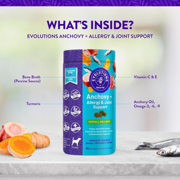 NaturVet Evolutions Anchovy + Allergy & Joint Support 90ct Soft Chews for Dogs - Anchovy Oil, Bone Broth - Helps Maintain Normal Histamine Levels - Image 4