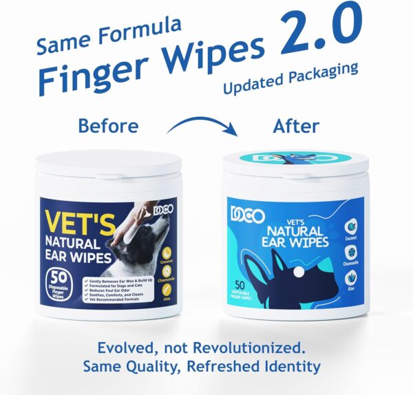 DOCO Dog Ear Cleaner Wipes Finger Cleaning Kit for Dogs & Cats Eucalyptus, Chamomile & Aloe Cat Ear Cleaner Soothes - Image 2