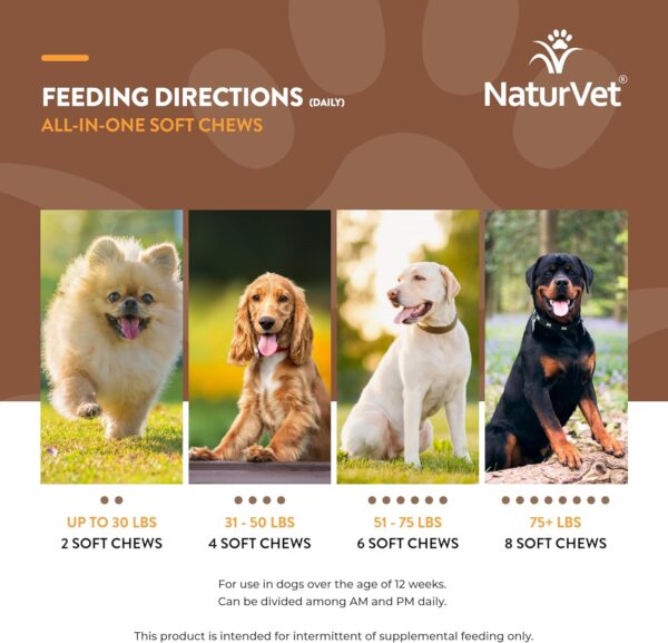 NaturVet All-in-One Dog Supplement - for Joint Support, Digestion, Skin, Coat Care – Dog Multivitamins with Minerals, Omega-3, 6, 9 – Wheat-Free Vitamins for Dogs – 120 Soft Chews - Image 3