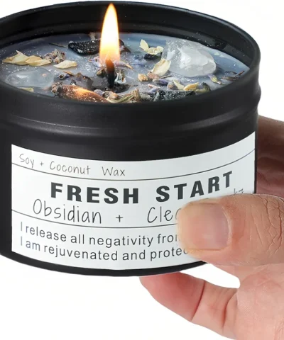 Crystal Candles, Healing Magic Candles, Mind-Body Meditation, Gifts to Encourage Women, New Job Gifts.(Fresh Start)
