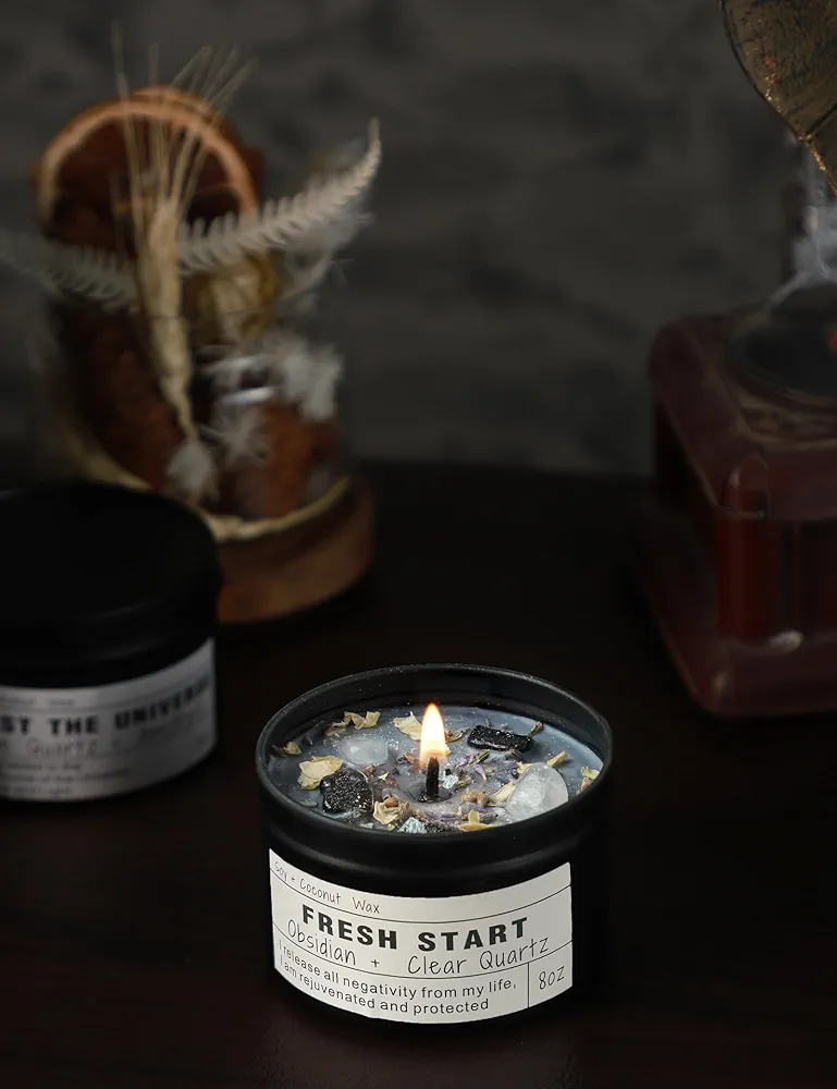 Crystal Candles, Healing Magic Candles, Mind-Body Meditation, Gifts to Encourage Women, New Job Gifts.(Fresh Start) - Image 5